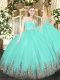 Sleeveless Zipper Floor Length Beading and Lace and Appliques Sweet 16 Dress
