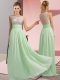 Elegant Apple Green Empire Beading Homecoming Dress Side Zipper Chiffon Sleeveless Floor Length
