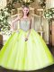 Colorful Yellow Green Ball Gowns Scoop Sleeveless Tulle Floor Length Zipper Beading and Appliques Vestidos de Quinceanera