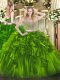 Pretty Floor Length Two Pieces Sleeveless Olive Green Quinceanera Dress Lace Up