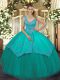 On Sale Floor Length Ball Gowns Sleeveless Turquoise Sweet 16 Quinceanera Dress Zipper