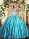 Sweetheart Sleeveless Satin Sweet 16 Dresses Beading Lace Up