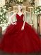 Sweet Wine Red Sleeveless Beading and Ruffled Layers Floor Length Quinceanera Dress