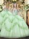 Sleeveless Lace Up Floor Length Beading and Appliques 15th Birthday Dress