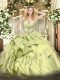 Beauteous Olive Green Lace Up Sweetheart Beading and Ruffles Sweet 16 Quinceanera Dress Organza Sleeveless