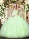 Sweet Yellow Green Sleeveless Tulle Zipper Sweet 16 Dress for Military Ball and Sweet 16 and Quinceanera