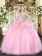 Fantastic Ball Gowns Sweet 16 Dresses Pink Sweetheart Organza Sleeveless Floor Length Lace Up