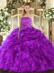 Admirable Purple Sleeveless Floor Length Ruffles and Pick Ups Lace Up 15 Quinceanera Dress  Admirable Purple Sleeveless Floor Length Ruffles and Pick Ups Lace Up 15 Quinceanera Dress