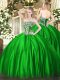 Extravagant Ball Gowns Ball Gown Prom Dress Green Strapless Satin Sleeveless Floor Length Lace Up