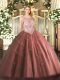 Sleeveless Beading and Appliques Zipper Quinceanera Gown