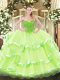 Yellow Green Sweet 16 Dresses Military Ball and Sweet 16 and Quinceanera with Lace Sweetheart Sleeveless Lace Up