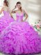 Colorful Floor Length Lilac Quinceanera Dresses Scoop Sleeveless Zipper