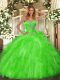 Sweetheart Sleeveless Ball Gown Prom Dress Floor Length Beading and Ruffles Organza