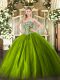 On Sale Olive Green Sleeveless Beading Floor Length Quinceanera Gowns