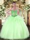 Sweetheart Sleeveless Lace Up Sweet 16 Quinceanera Dress Apple Green Organza