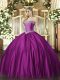 Fuchsia Vestidos de Quinceanera Military Ball and Sweet 16 and Quinceanera with Beading Sweetheart Sleeveless Lace Up