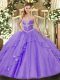 Sleeveless Lace Up Floor Length Beading and Ruffles Sweet 16 Dresses