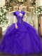 Latest Floor Length Ball Gowns Sleeveless Purple Quinceanera Gown Lace Up