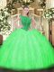 Trendy Tulle Scoop Sleeveless Zipper Beading and Ruffles Quinceanera Dresses in