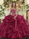Floor Length Ball Gowns Sleeveless Red Quinceanera Dress Lace Up