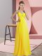 Empire Yellow One Shoulder Chiffon Sleeveless Floor Length Lace Up