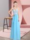 Lace Evening Dress Baby Blue Zipper Sleeveless Floor Length  Lace Evening Dress Baby Blue Zipper Sleeveless Floor Length