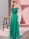 Vintage Tulle Scoop Sleeveless Zipper Lace Evening Dress in Turquoise