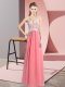 Most Popular Watermelon Red Sleeveless Floor Length Lace Zipper Dress for Prom