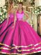Floor Length Ball Gowns Sleeveless Fuchsia 15 Quinceanera Dress Lace Up