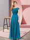Teal Sleeveless Tulle Zipper Evening Dress for Prom and Party