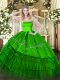 Strapless Sleeveless Zipper Sweet 16 Quinceanera Dress Green Organza and Taffeta