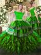 Cheap Off The Shoulder Short Sleeves Zipper Vestidos de Quinceanera Green Organza and Taffeta