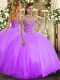 Captivating Floor Length Lavender Quince Ball Gowns Sweetheart Sleeveless Lace Up