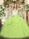 Scoop Sleeveless Zipper Sweet 16 Dress Yellow Green Tulle