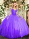 Romantic Scoop Long Sleeves Tulle Sweet 16 Dresses Lace Lace Up