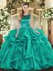 Colorful Floor Length Ball Gowns Sleeveless Turquoise Sweet 16 Dress Lace Up