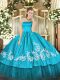 Flare Strapless Sleeveless Organza and Taffeta 15 Quinceanera Dress Embroidery Zipper