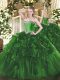 Vintage Dark Green Lace Up Vestidos de Quinceanera Beading and Ruffles Sleeveless Floor Length