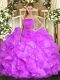 Classical Lilac Lace Up Sweet 16 Quinceanera Dress Ruffles Sleeveless Floor Length