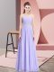 Floor Length Lavender Prom Party Dress Chiffon Sleeveless Beading
