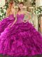 Sleeveless Lace Up Floor Length Beading and Ruffles and Pick Ups Sweet 16 Dress