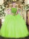 Yellow Green Cap Sleeves Floor Length Beading Zipper Vestidos de Quinceanera