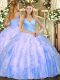 Floor Length Ball Gowns Sleeveless Light Blue Vestidos de Quinceanera Lace Up  Floor Length Ball Gowns Sleeveless Light Blue Vestidos de Quinceanera Lace Up