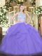 Custom Made Lace and Ruffles Quinceanera Dress Lavender Zipper Sleeveless Floor Length