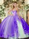 Sweetheart Sleeveless Tulle Quinceanera Dress Beading and Ruffles Lace Up