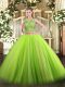 Green Scoop Lace Up Beading Sweet 16 Dresses Sleeveless