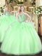 Simple Organza Sweetheart Sleeveless Lace Up Beading 15 Quinceanera Dress in Apple Green
