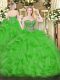 Ball Gowns Vestidos de Quinceanera Green Sweetheart Organza Sleeveless Floor Length Lace Up