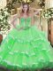Delicate Sweetheart Sleeveless Lace Up Quinceanera Gowns Organza