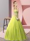 Sweetheart Sleeveless Homecoming Dress Floor Length Beading Yellow Green Tulle